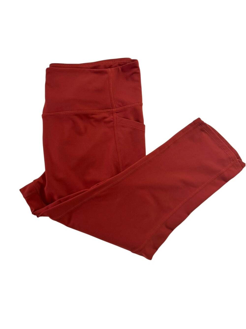 Zella XL High Waisted Capri Leggings Rust Red Side Pockets Athletic Yoga